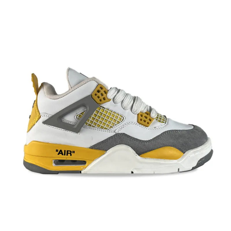 کتونی نایک جردن 4 سفید زرد طوسی